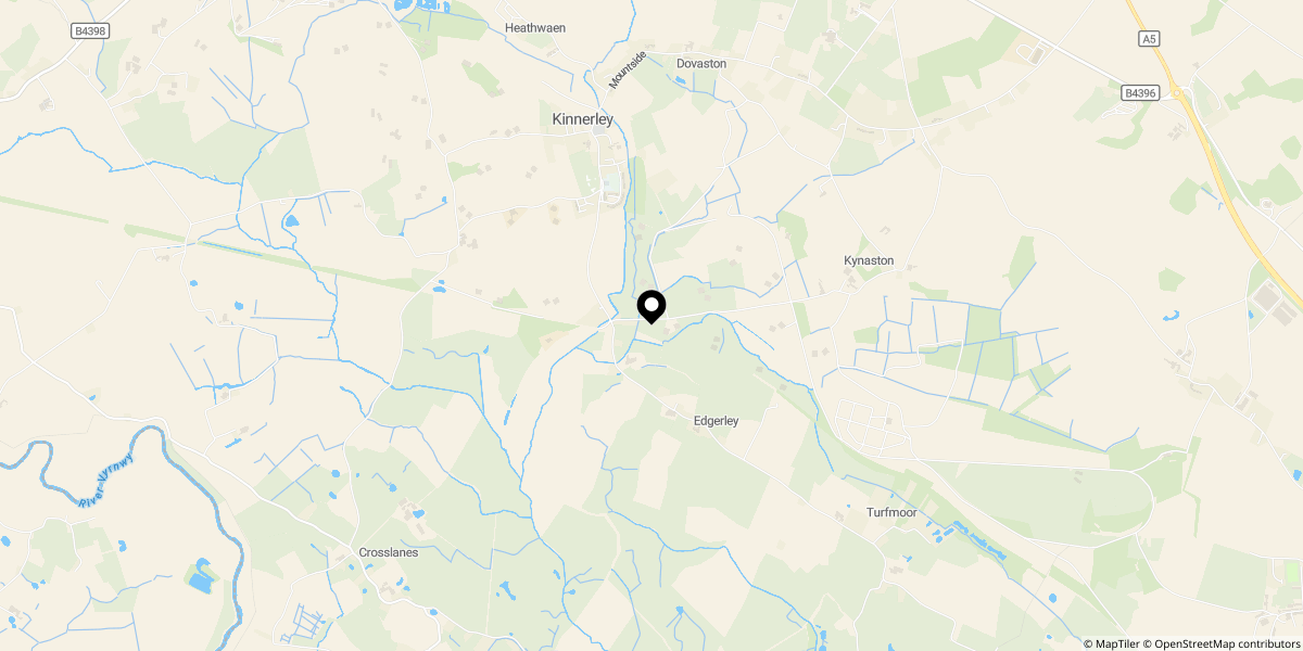 Approximate location of Brookside Park, Kinnerley, Nr Oswestry, SHROPSHIRE, SY10