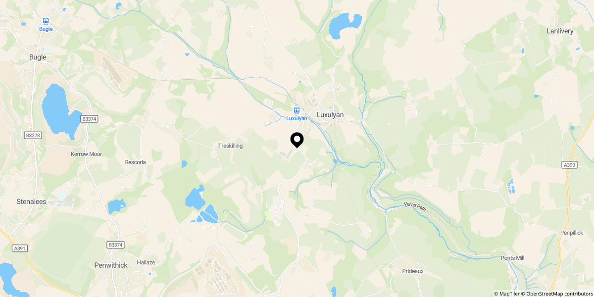 Approximate location of Eden Close, Croft Farm park, Luxulyan, Bodmin, Cornwall