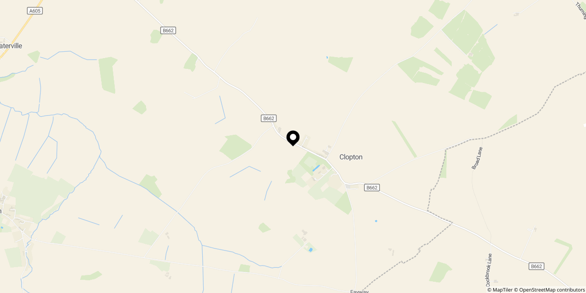 Approximate location of Berry Green Park, Clopton, Near Kettering, Northamptonshire, NN14 3LN