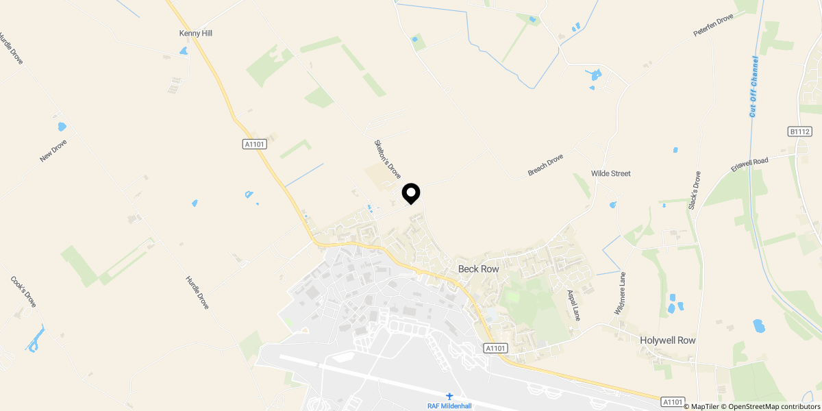 Approximate location of Rookery Drove, Beck Row, Bury St Edmonds, SUFFOLK, IP28 8GG