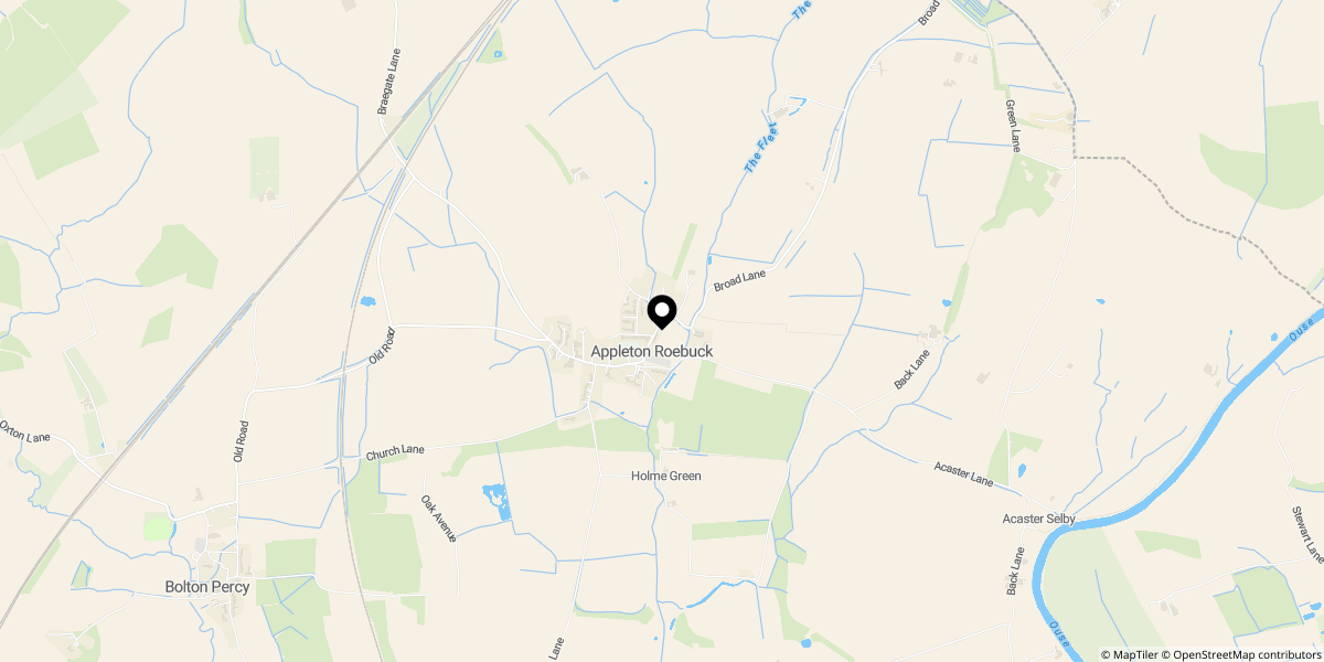 Approximate location of Ebor Park, Appleton Roebuck, York, North Yorkshire, YO23 7DZ