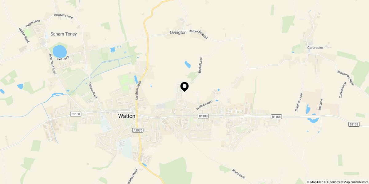 Approximate location of Redhill Court, Redhill Lane, Watton, Norfolk, IP25 6RE