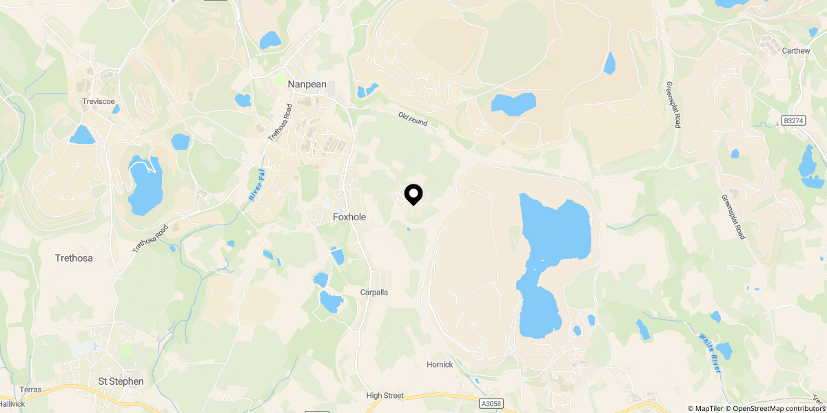 Approximate location of The Heathers, Gainsborough Park, Foxhole, St. Austell, Cornwall, PL26 7SA