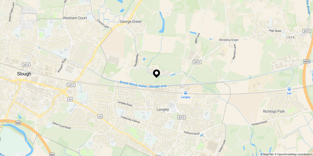 Approximate location of Orchards Residential Park, Trenches Lane, Langley, Slough, Berkshire