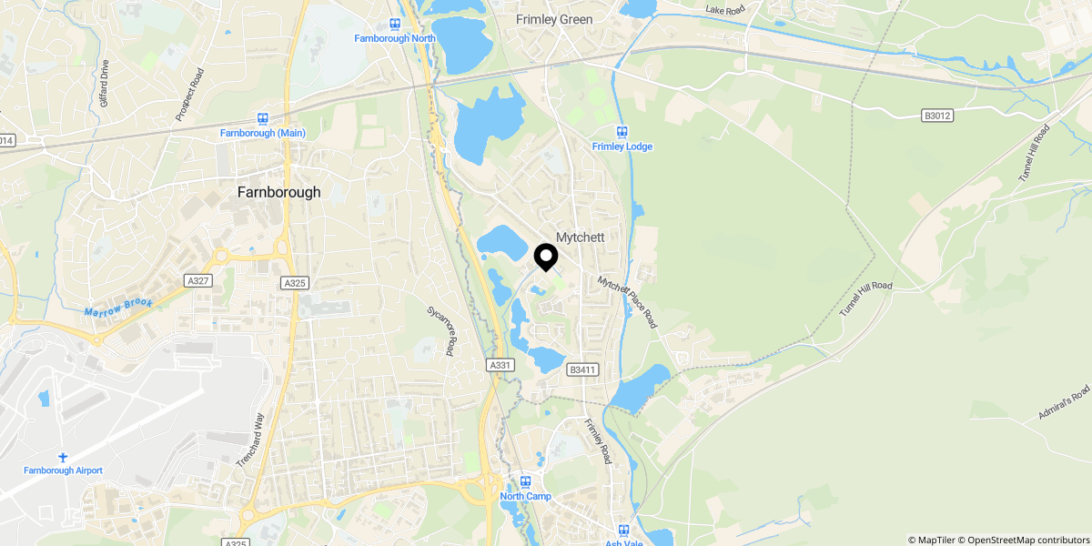 Approximate location of Mytchett Farm Park, Mytchett Road, Mytchett, Camberley, Surrey