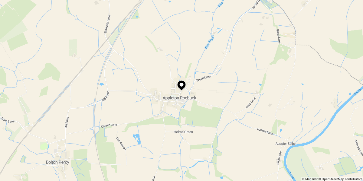 Approximate location of Ebor Park, Appleton Roebuck, York, North Yorkshire, YO23 7DZ